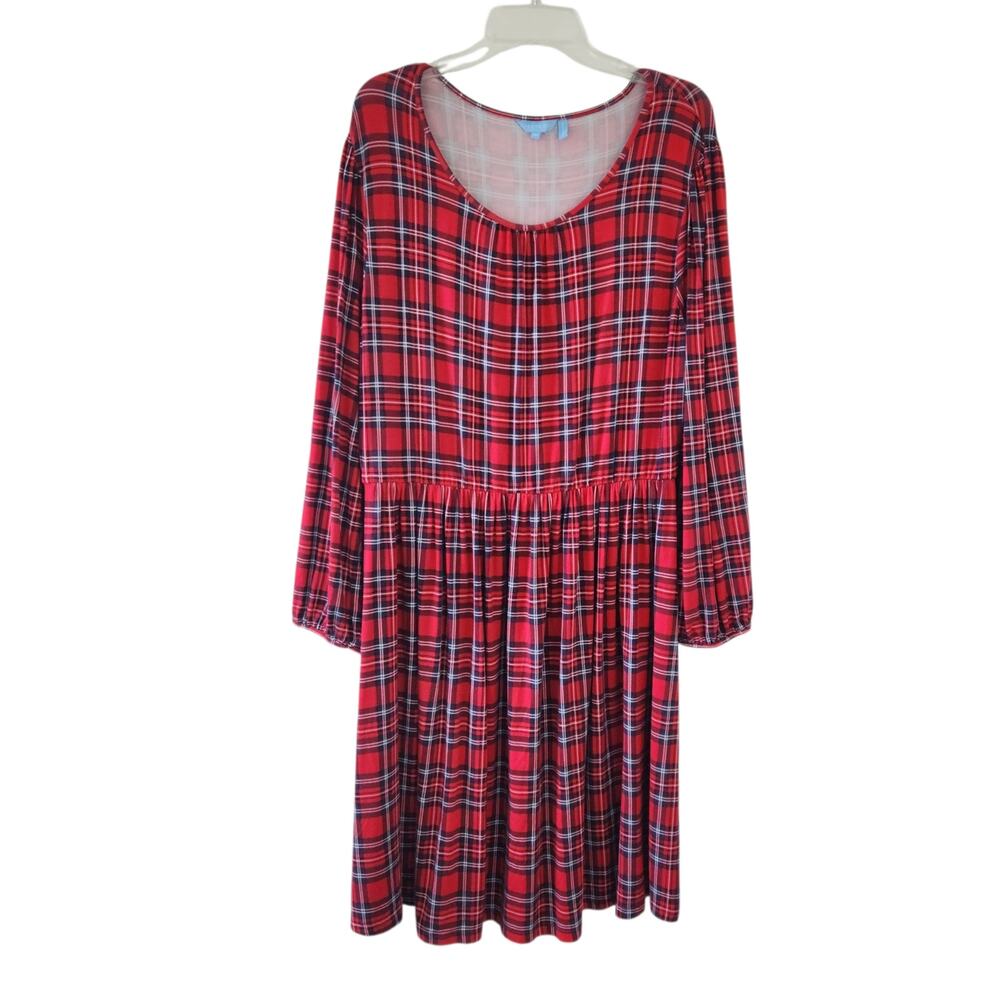 Draper James Kitty Dress Plaid Red Tartan XXL Stretchy Christmas Holiday Dress